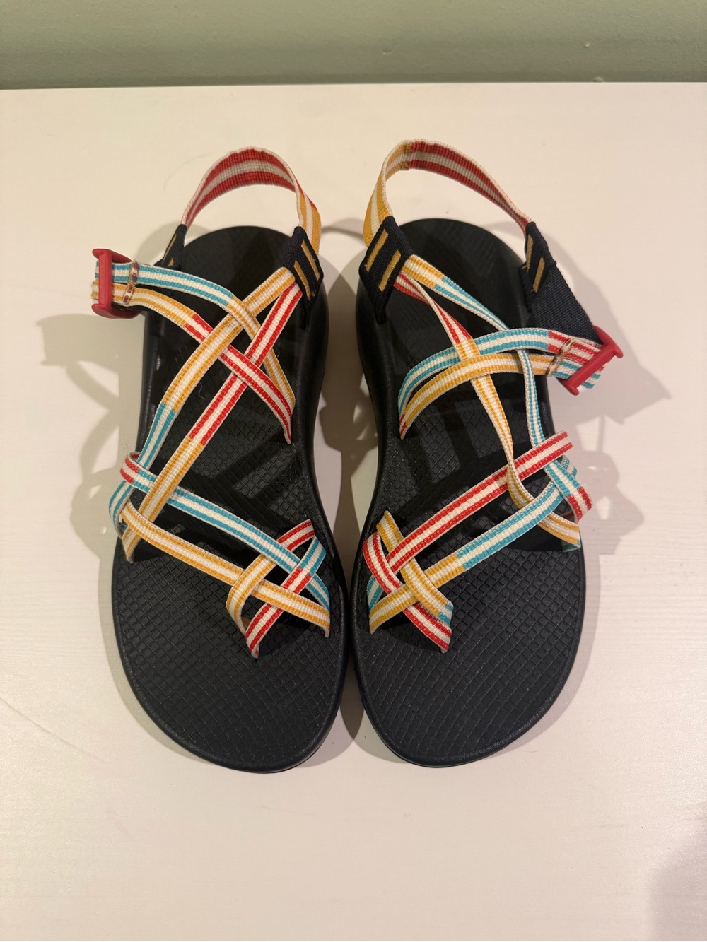 CHACO Multi-Stripe Outdoor Sandals - Black Footbed, Multicolor Straps